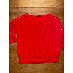 NY&Co Orange Blouse with Buttoned Sleeves-M